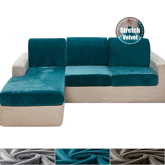 Rosnek Velvet High Stretch Sofa Cover, Elastic Couch Slipcover, Separate Cushion Covers, 1/2/3/4 Seats