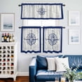 thumbnail image 2 of Blue Compass Nautical Kitchen Curtains Sets for Windows 36 Inch Length, Coastal Abstract Art Retro Rod Pocket Window Treatments Tier Curtains and Valances Set for Bedroom/Bathroom, 2 of 8