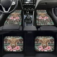 thumbnail image 2 of Renewold American Tribal Highland Cow Hibiscus Frangipani Auto Floor Mats Set of 4 for Women Men, Universal Car Rugs Full Set with Anti-slip Backing Auto Protection for Car SUV Truck Sedans, 2 of 7