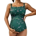 thumbnail image 3 of Gyexs Maternity Womens One Piece Swimsuits Ruched Slimming Bathing Suits Floral Swimwear #02 Dark Green, Size L, 3 of 6