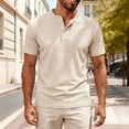 thumbnail image 2 of biudgviw Men's Henley Short Sleeve Shirt Casual Stylish Summer Tee Tops Comfy Textured Button T-Shirt for Everyday Wear, 2 of 6