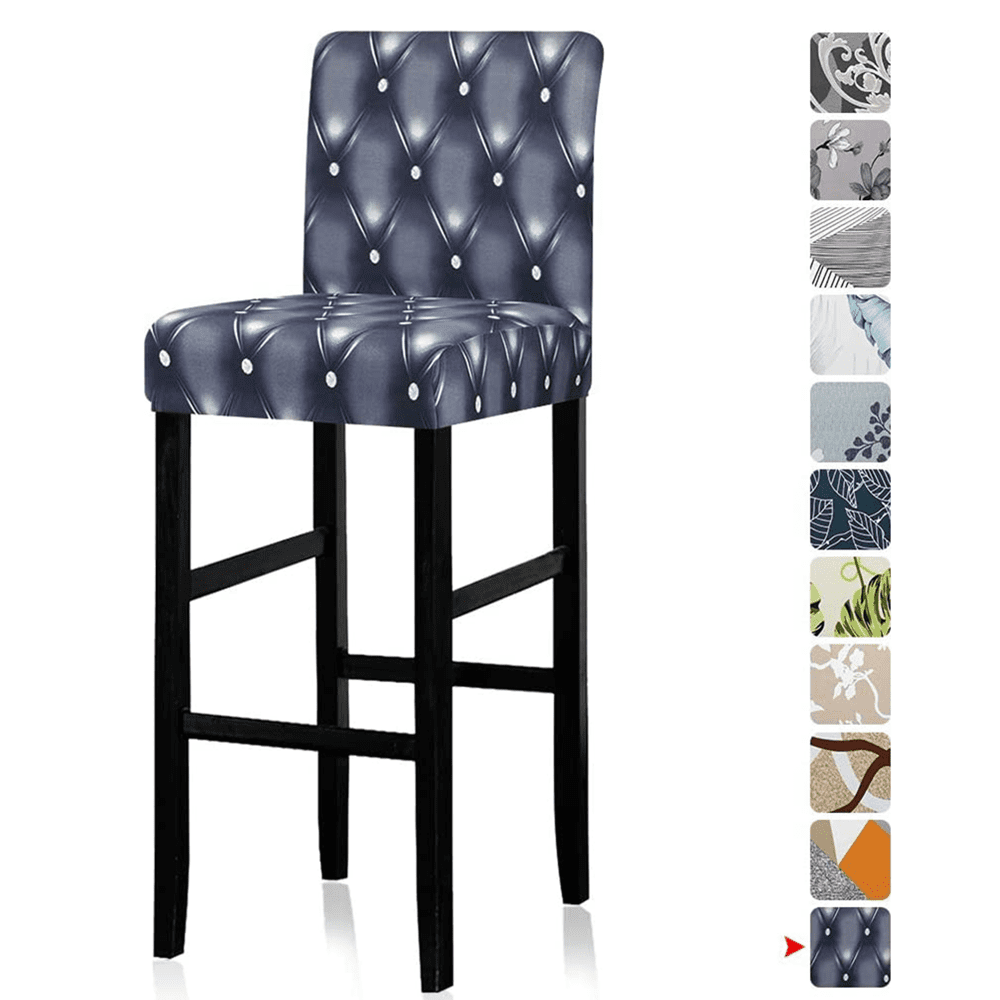 Stretch Bar Stool Chair Slipcover Low Short Back Kitchen Resturant Hotel Chair Cover,Bar Stool Chair Cover Floral Printed Front Desk Seat Chairs Protector Covers