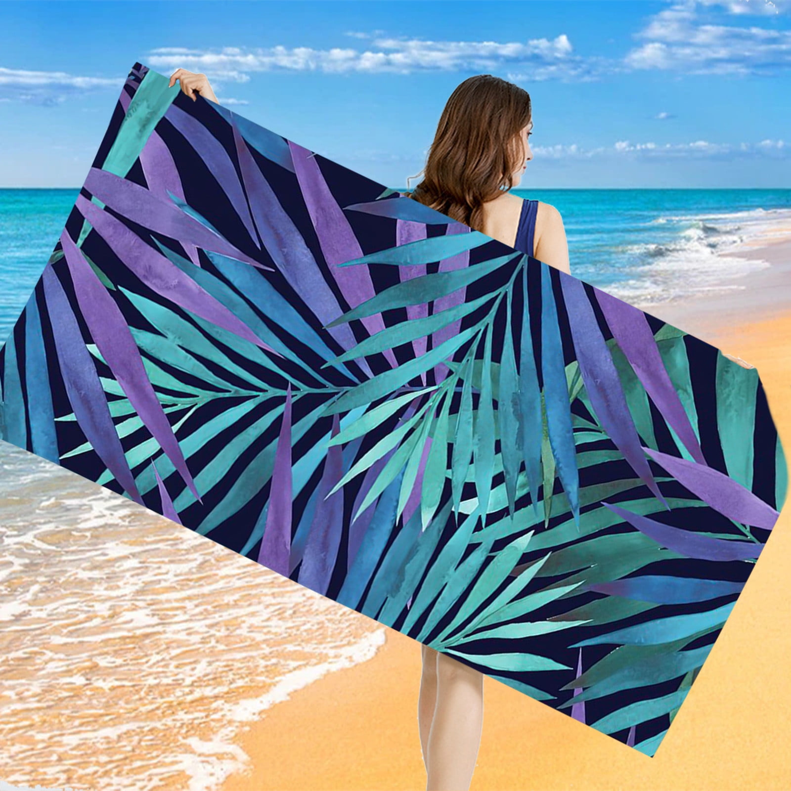 Aueoeo Beach Towel Oversized,Super Absorbent Sand Free Thick Microfiber ...