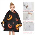 thumbnail image 6 of Black Halloween Pumpkin Faces Blanket Hoodies for Kids 6-13YR Oversize Wearable Blanket Hoodies for Boys Girls Teens, 6 of 7