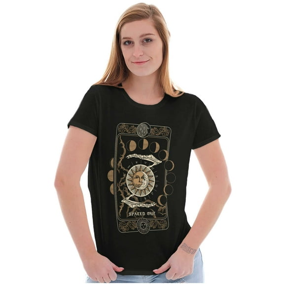 Celestial Tarot Card Spaced Out Womens Slim Fit Graphic Tee Brisco Brands S