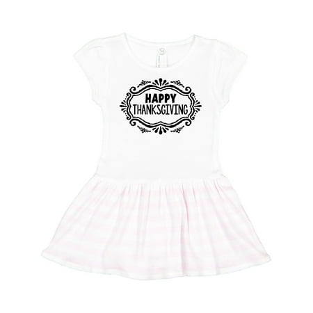 

Inktastic Happy Thanksgiving with Decorative Border Gift Toddler Girl Dress