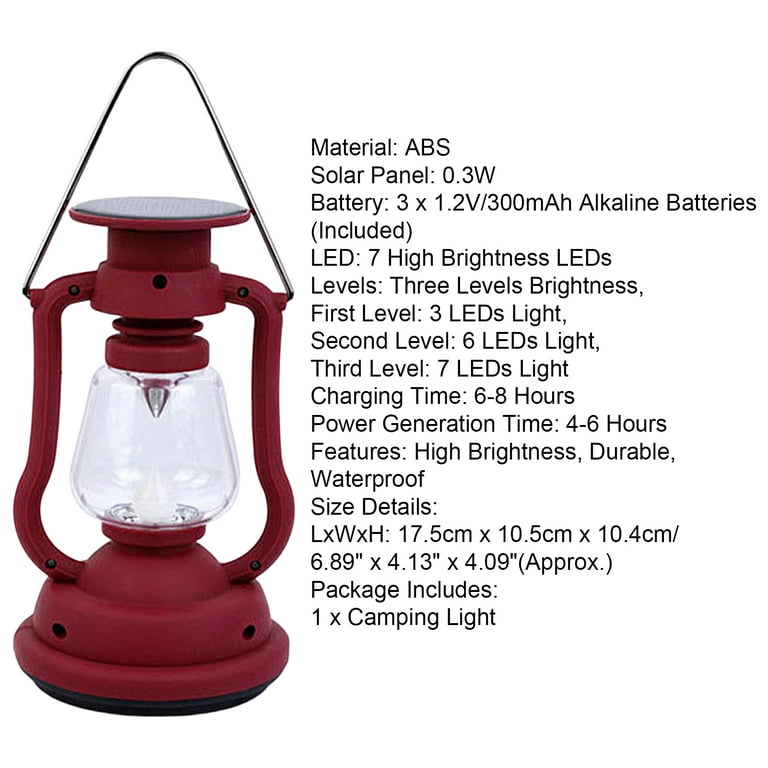 Herrnalise Camping Lantern, Lanterns for Power Outages 1200mAh, IPX5  Waterproof, Rechargeable Camping Lantern with Hand-Cranked, Solar Lantern  Camping