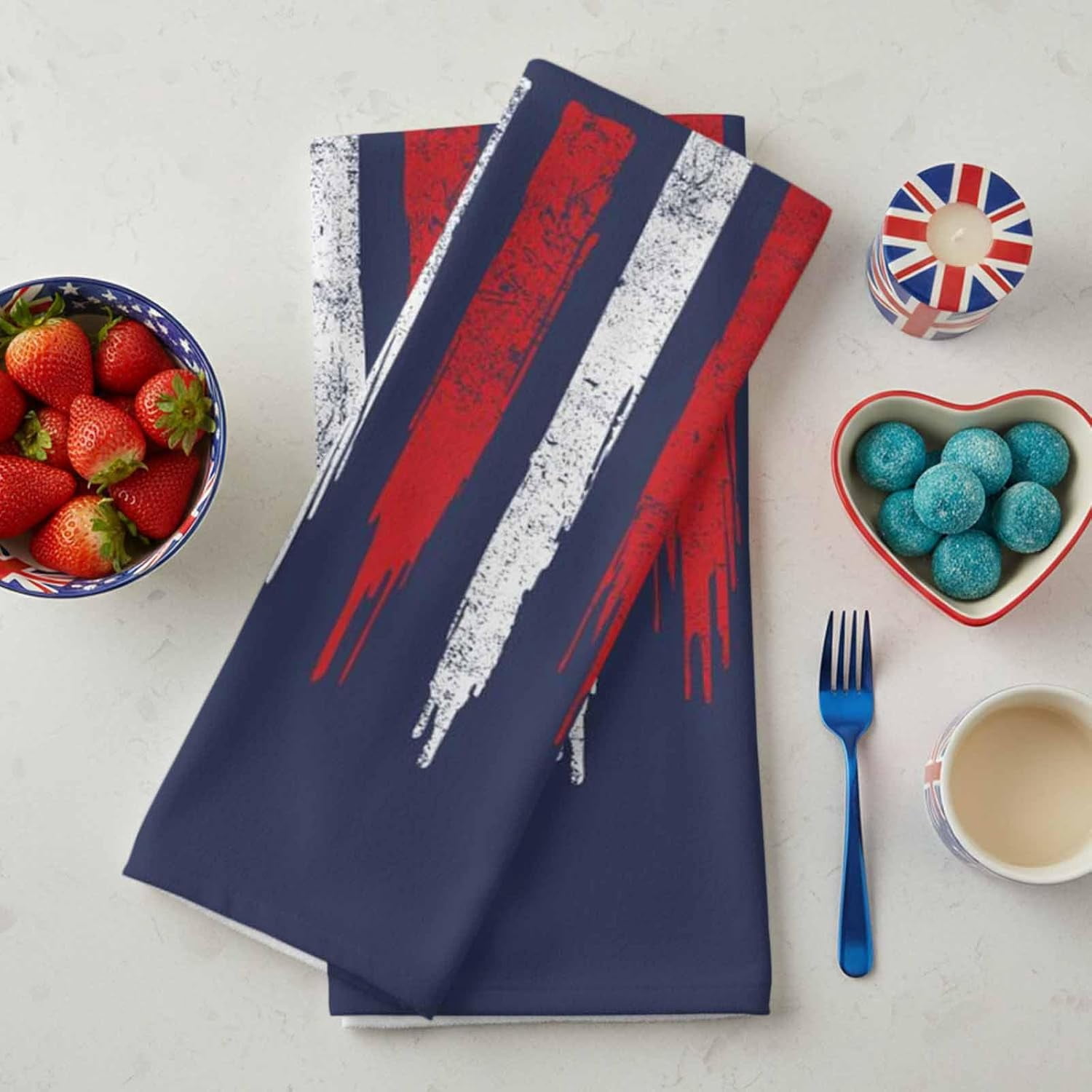 250 Years America Kitchen Towel th Anniversary Red White Blue Quick Dry Absorbent Dish Towels Soft Microfiber Cloth Dishcloth for Kitchen Cooking Baking 18 x 26 Inch, 2 Pack