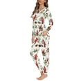 thumbnail image 3 of Renewold Christmas Pajamas for Family Northern Cardinal Pinecones Long Sleeve Pullover Tops Pants Set of 2 Comfy Women Sweatsuit for Vacation Sport Jogger,Size XL, 3 of 5