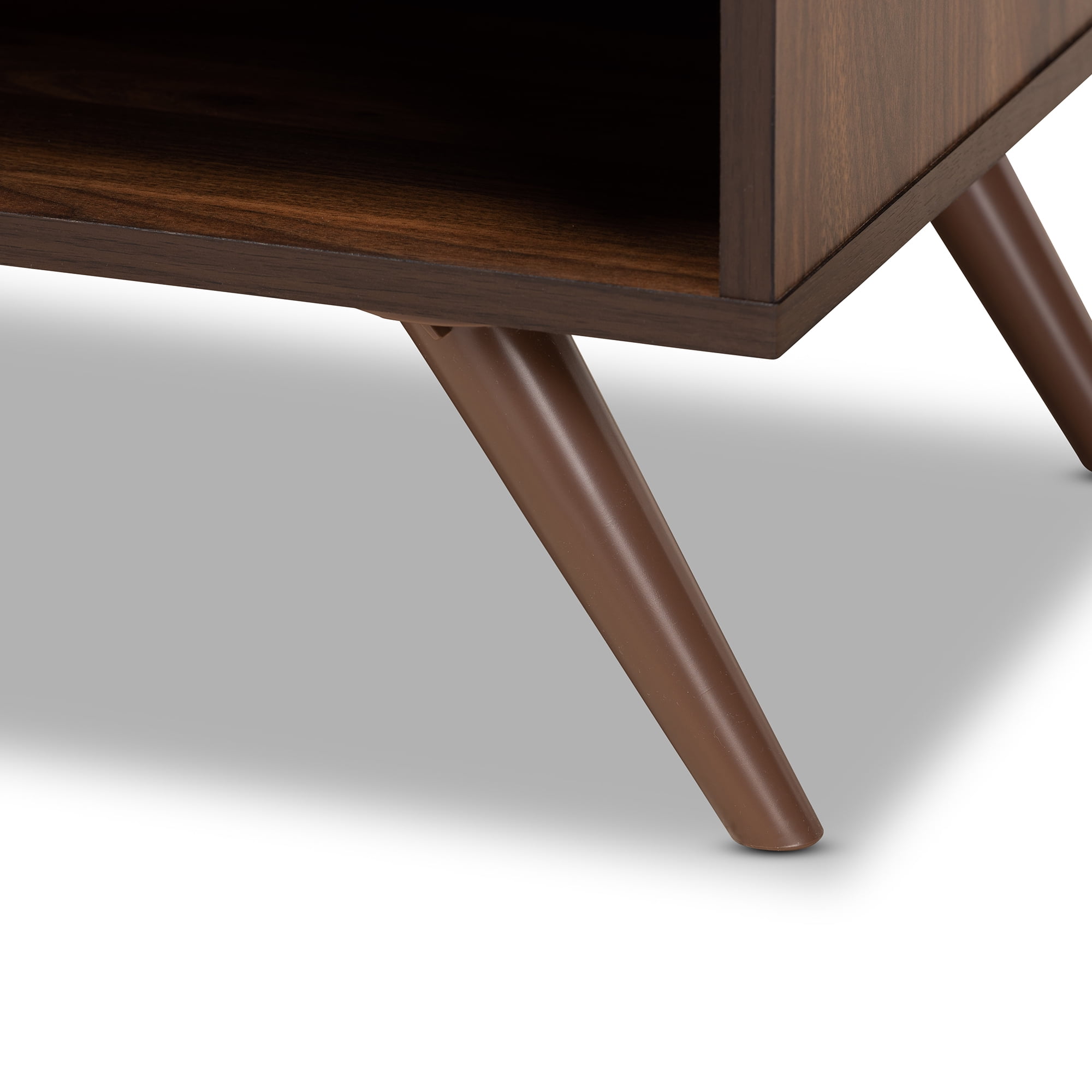 Baxton Studio Naoki Modern and Contemporary Two-Tone Grey and Walnut Finished Wood 1-Drawer Nightstand