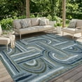 thumbnail image 6 of CAMILSON Spring Geometric Arch Striped Easy-Cleaning Non-Shedding Washable Outdoor Indoor Area Rug Aqua 10x14, 6 of 9
