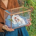 thumbnail image 4 of Small .‘‘ x .‘‘ x .‘‘ Glass Card Box with Slot & Lock for Wedding Reception Geometric Clear Envelops Box Suitable for x es Cards Gold (Slot Length cm) Handmade, 4 of 9