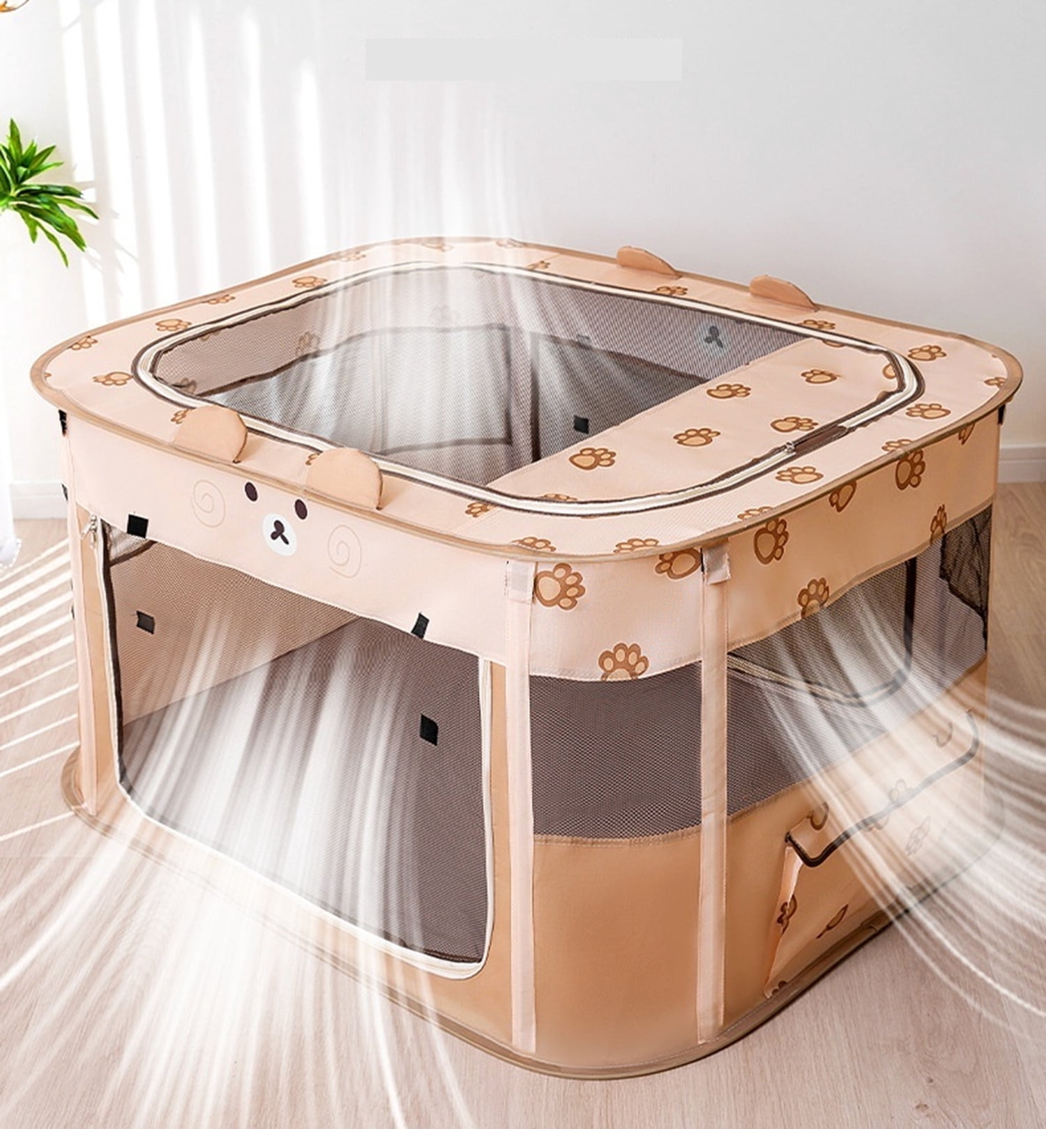 Foldable Cat Delivery Room, Portable Pet Whelping Tent for Cat Birth & Puppy, Rectangular Space-Saving Cat Nest with Breathable Mesh & Sunroof (M/L/XL/XXL)