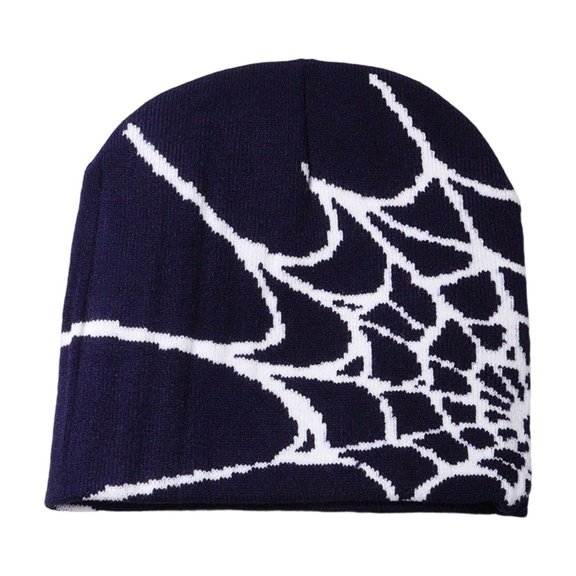 Achuyrbd Women's Spider Web Knit Beanie, Y2K Streetwear Winter Hat, One Size Fits All