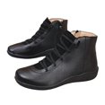 thumbnail image 5 of Puntoco Women's Round Toe Lace-Up Ankle Boots, Side Zipper Flat Thick Sole Casual Short Booties for Daily Black 5.5, 5 of 8