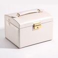 thumbnail image 1 of Joyero de terciopelo para mujer, organizador, caja de almacenamiento de joyería de cuero grande con espejo con cerradura, 3 cajones para reloj, collar, anillos, pendientes, regalo para niñas, 1 of 5