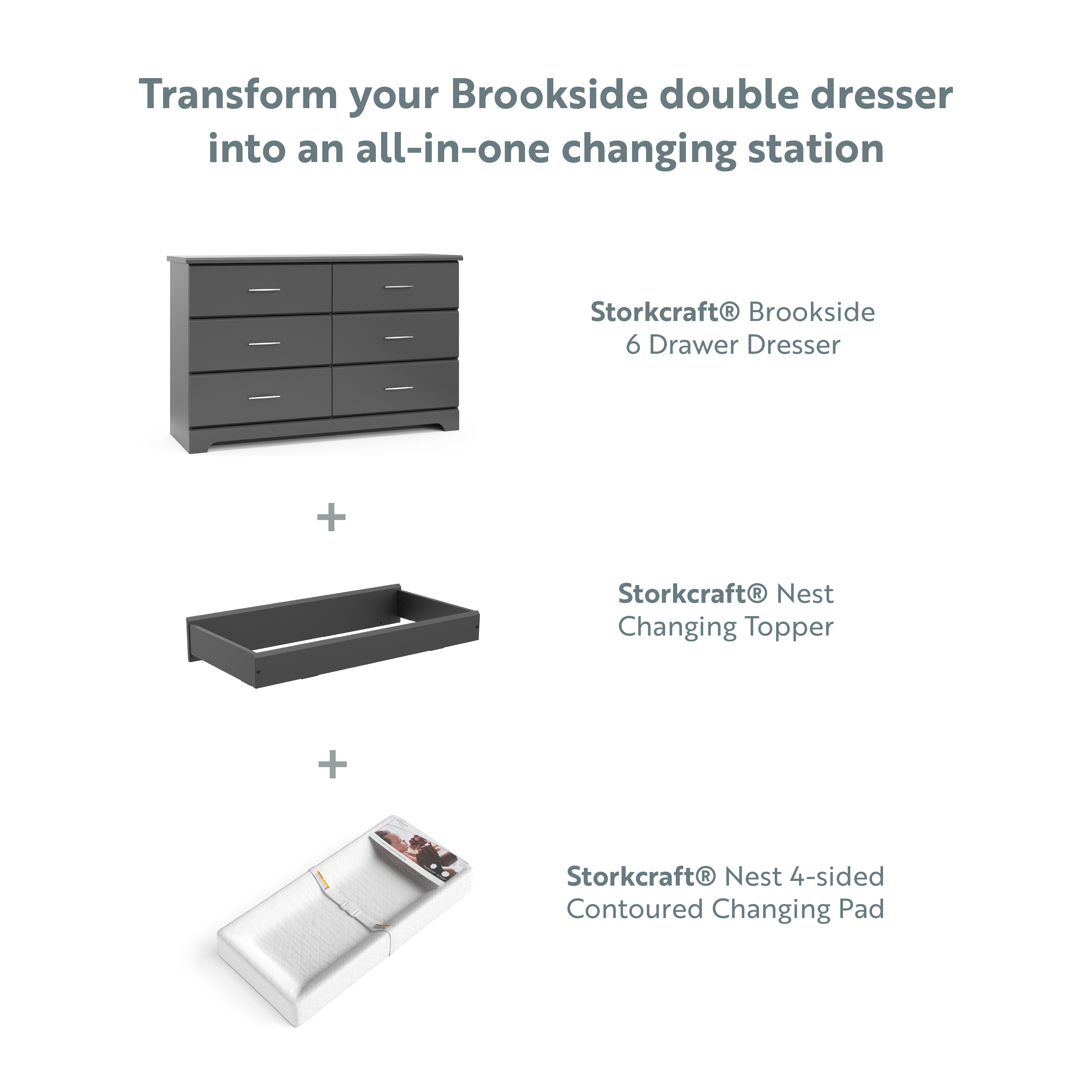 Storkcraft Brookside 6 Drawer Double Dresser, Gray - image 4 of 9