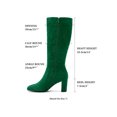 thumbnail image 2 of BLISSFUL STEP Knee High Boots Square Toe Chunky Heel Tall Boots Side Zipper Long Boot Green 6, 2 of 8