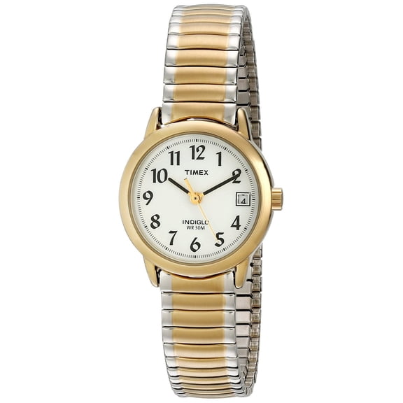 Womens Easy Reader Brass Case Expansion Bracelet White Dial Two-tone Watch - T2H491