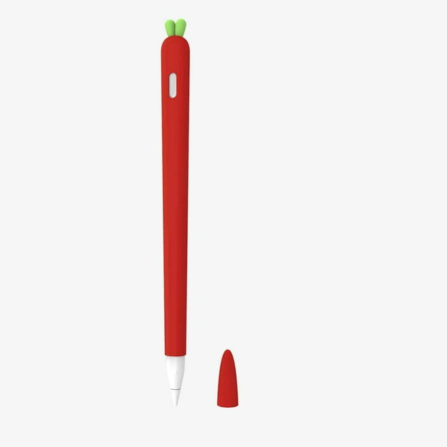 Para Apple Pencil Funda de silicona para soporte para 1ra / 2da generación Cubierta protectora de piel Estuche magnético y cubierta de punta Antideslizante Agarre suave Lindos accesorios de zanahoria Namotu CZDZ-ZC62-5