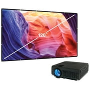 GPX Bluetooth Projector and 120 Projector Screen, PJ300VP
