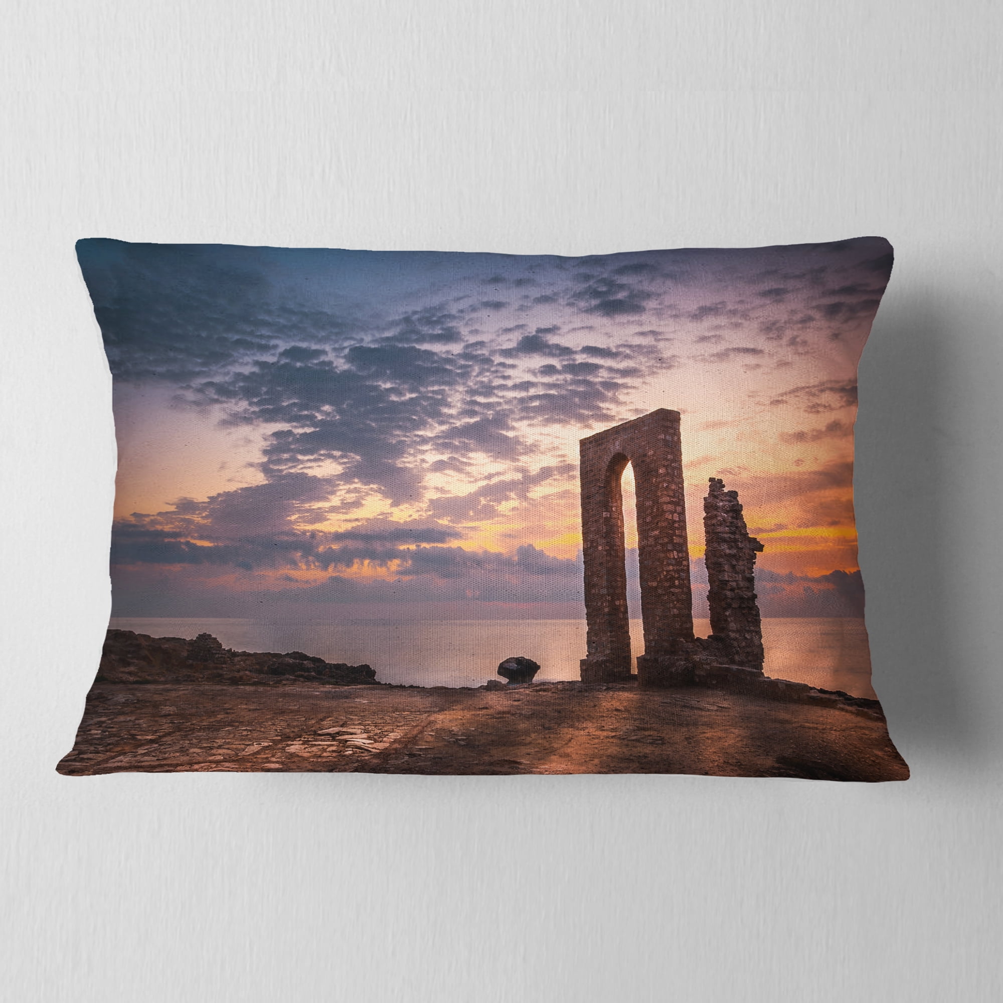 Designart 12" x 20" Orange Polyester Throw Pillow