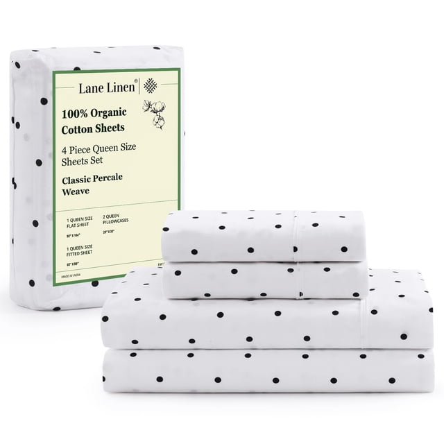 Juego de sábanas LANE LINEN, ecológico, 100% algodón orgánico, tamaño queen