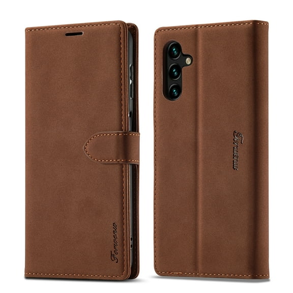 Case for Galaxy A54 5G Wallet Case with Card Holder Premium Leather Flip Cover Magnetic Closure Case Shockproof Pure Color Cover Kickstand Card Slots Case For Samsung Galaxy A54 5G, Brown