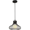 thumbnail image 1 of Lámpara colgante industrial vintage, lámpara retro con cable ajustable, base E27, diseño de jaula negra, amplia aplicación para patios y garajes, 1 luz, 1 of 1