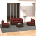 thumbnail image 1 of vidaXL 5 Piece Garden Lounge Set with Cushions Poly Rattan Brown, 1 of 5