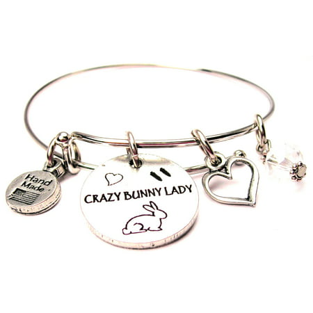 Crazy Bunny Lady Expandable Bangle Bracelet, Fits 7.5 wrist,