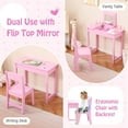thumbnail image 4 of GLACER Kids Vanity with Flip Top Mirror, 2 in 1 Vanity Table and Chair Set with Shatterproof Acrylic Mirror, Hidden Storage Space,  Makeup Dressing Table for Bedroom, Gifts for Girls, 4 of 9