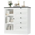 thumbnail image 6 of Homfa 5 Drawer White Dresser with Glass Door, Modern Wood Chest of Drawers for Bedroom Living Room Hallway, 6 of 7