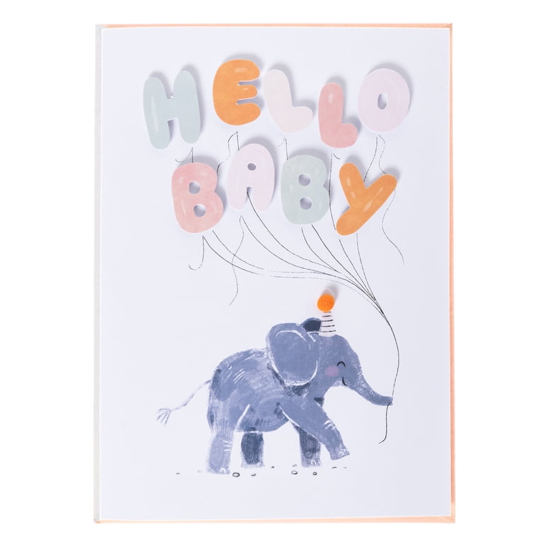 Old English Co. Hello Little One Elephant New Baby Card For