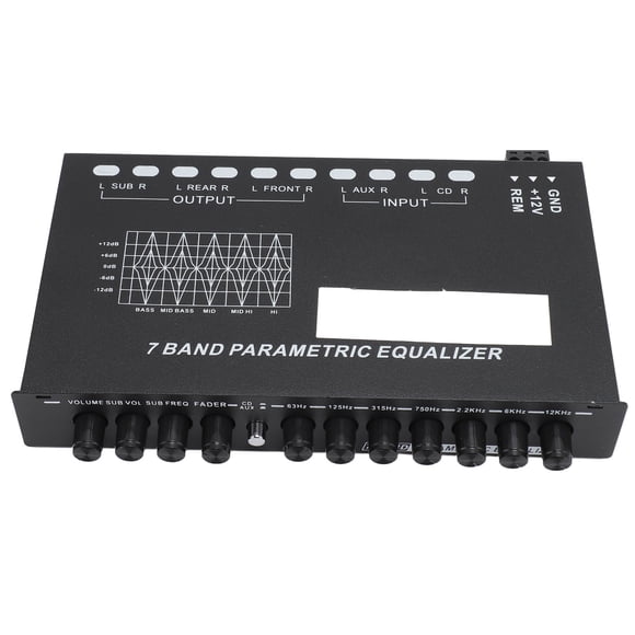 Car Graphic Equalizer, Clear 7 Band Equalizer CD Input Select Switch With Front Rear Sub Output For Motorcycle