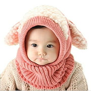 Tusong Unisex Baby Toddle Kids Winter Hat Scarf Earflap Hood Scarves Skull Caps (Pink)