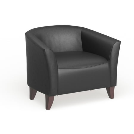 UPC: 0887178111628 | Flash Furniture LeatherSoft Chair with Wood Feet – 33.5 W x 31 D x 29 H Black Faux Leather