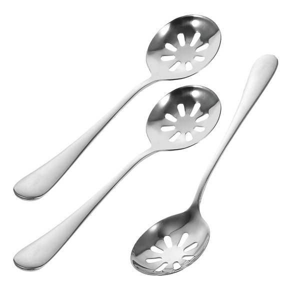 3 Pcs Slotted Serving Spoons Stainless Steel with Holes Silver