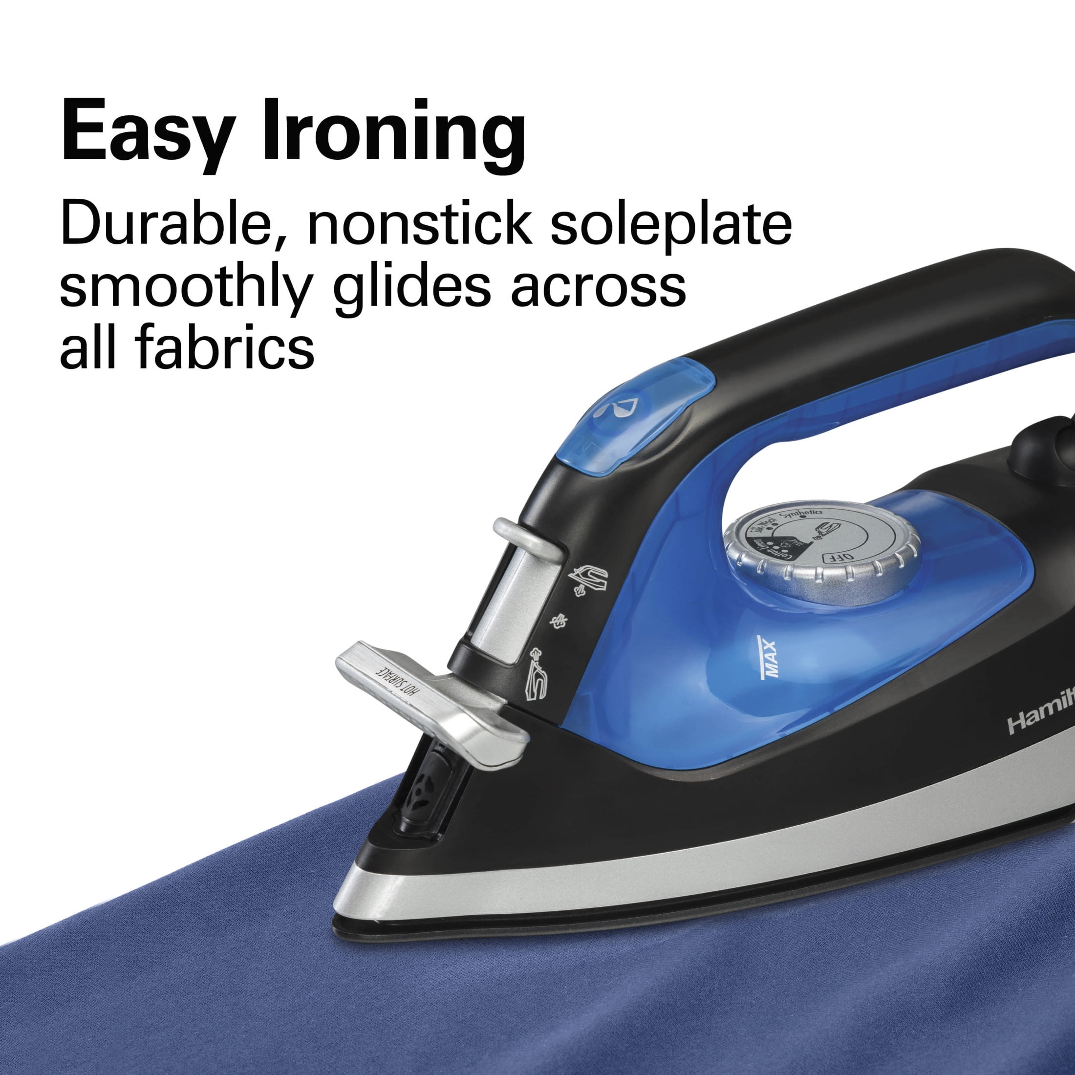 (2 pack) Hamilton Beach 2-in-1 Clothing Iron & Clothes Steamer, 1200 W, with 5 Heat Settings, Nonstick Soleplate, Black & Silver