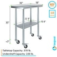 thumbnail image 3 of AmGood 18 in. x 30 in. Stainless Steel Table with Casters | Kitchen Prep Table On Wheels, 3 of 9