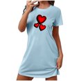 thumbnail image 2 of Camisón corto de San Valentín para mujer, talla grande, estampado en el pecho, cuello redondo, manga corta, 2 of 3