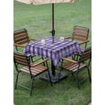 thumbnail image 4 of Outdoor Tablecloth with Umbrella Hole for Patio/Picnic/Party/Camping, Purple Plaid Waterproof Table Cloth Square Cover Washable, Modern Art Checkered Farmhouse (60"x 60"), 4 of 8