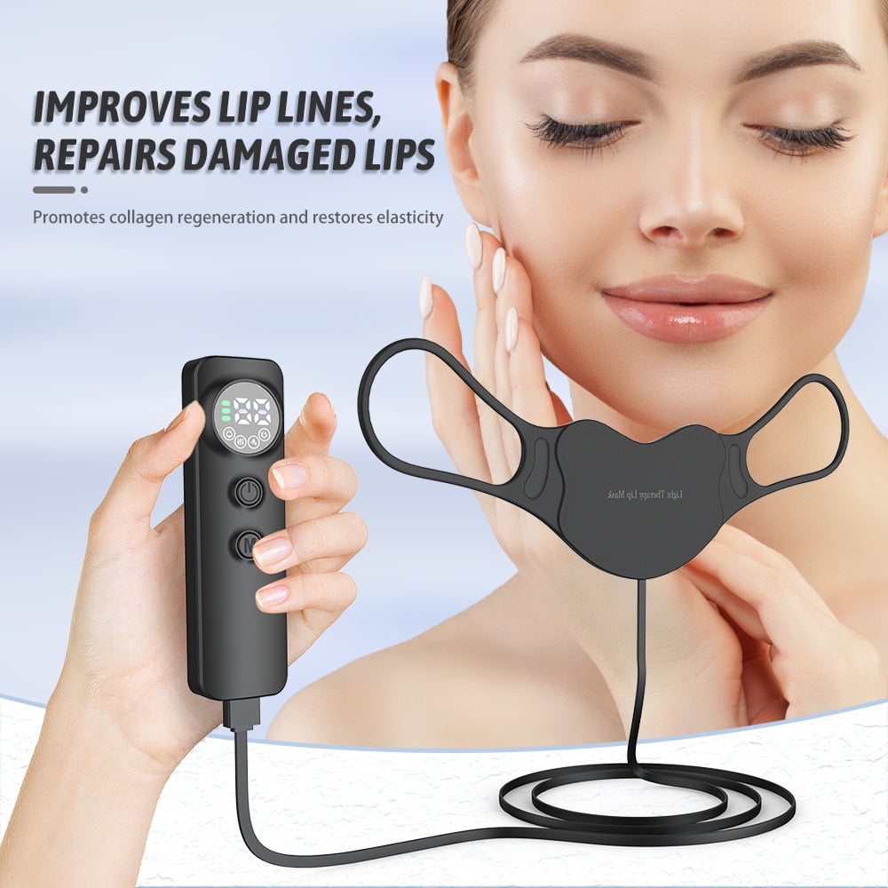 KABB Red Light Therapy Lip Plumper Device, 4 Modes LED Lip Light Therapy Mask with 63 Red Light Beads for Lip Rejuvenation