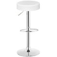 thumbnail image 1 of Gymax 1 Pce Tabouret de Bar Rond Siège en Cuir Pied Chromé Réglable Pivotant Hydraulique Blanc, 1 of 8