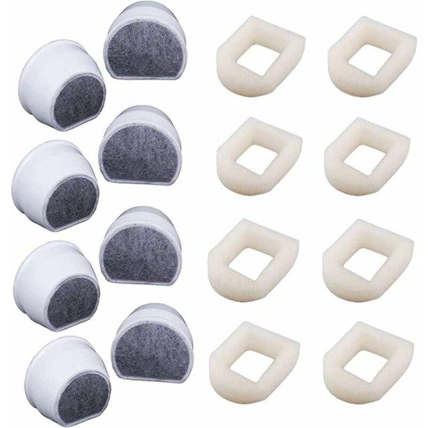 Pack de 16 prefiltros de espuma y filtro de carbón compatibles con PetSafe Drinkwell Fountain INOX 360 Avalon Pagoda Seascape y Sedona, filtro para fuente de agua para perros y gatos