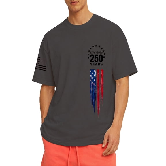 xfsWaSs Men's 250th Anniversary USA Shirt Short Sleeve Crew Neck T Shirts 250 Years America Anniversary Shirt Patriotic Shirts Tops Workout Tee Tops