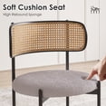 thumbnail image 5 of Nmkwnr Pack of 2 Rattan Back Dining Chair with Metal Legs, Modern Upholstered Accent Chair for Dining Room, Living Room, Light Gray, 5 of 9