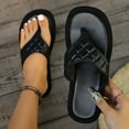 thumbnail image 6 of HomeDM Women's Flip Flops Sandals Flatform Soft Cushion Dressy Summer Vacation Walking Thong Slippers, Black Size 8, 6 of 9