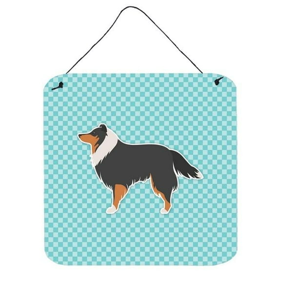 Sheltie & Shetland Sheepdog Checkerboard Blue Wall or Door Hanging Prints