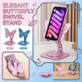 thumbnail image 2 of Butterfly Phone Stand for Desk, 360°Rotating Cell Phone Holder, Height & Angle Adjustable Aluminum Desktop Phone Stand,Foldable Portable Phone Holder Compatible with Smartphones and Tablets(Sky Blue), 2 of 9